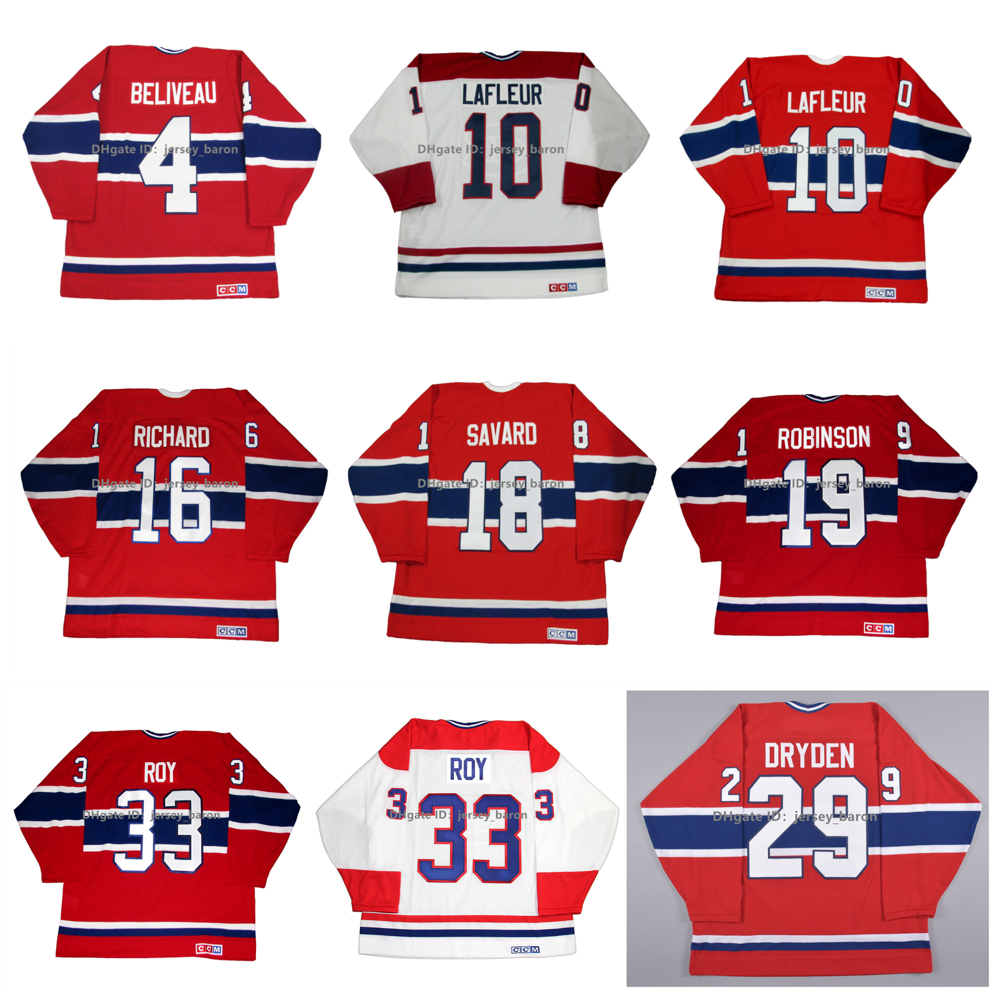 

CCM Guy Lafleur Canadiens Hockey Jersey Maurice Richard Patrick Roy Henri Richard Ken Dryden Larry Robinson Jean Beliveau Jacques Plante Serge Savard Red White, As pic