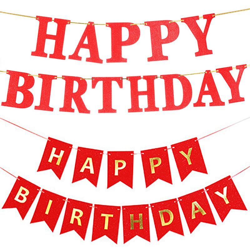 

Party Decoration Red Birthday Pull Flags Decorations Happy Banners Baby Showers Weddings Favor Supplies