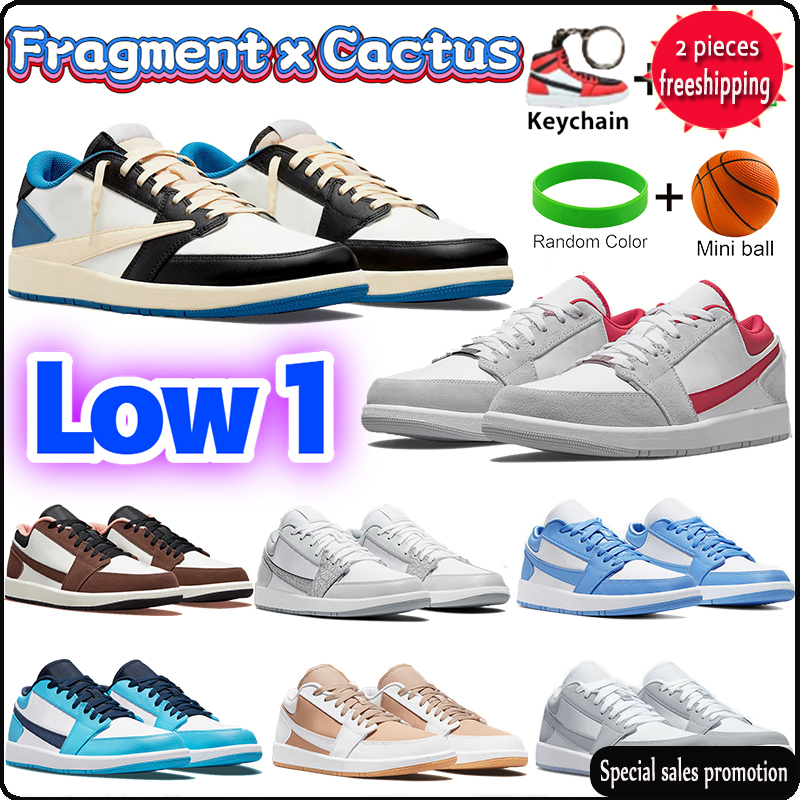 

2022 Fashion 1 1s Low Basketball Shoes Fragment x Cactus Mocha Starfish UNC Men Women Sneakers University Blue SE Light Smoke Grey Gym Red White NB, #4- cactus olive