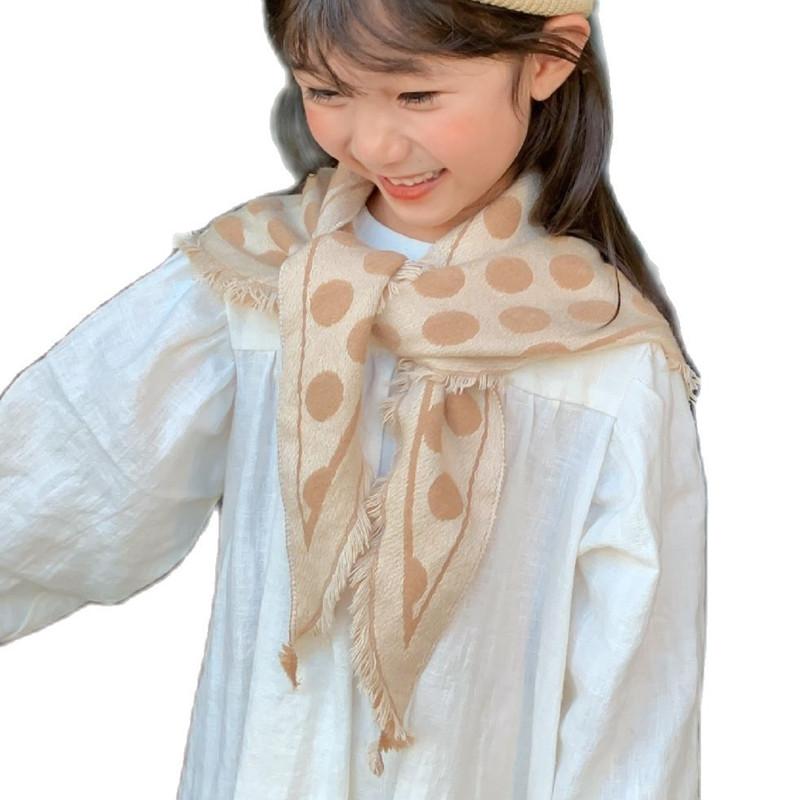

Scarves Autumn Winter Girls Dot Leapord Imitation Cashmere Scarf Boys Baby Shawl Children Triangle Kids Neck ScarfScarves