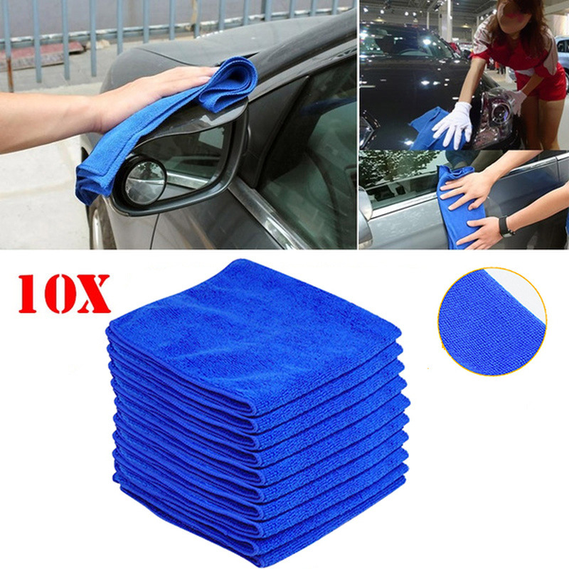 

10pcs Car Cleaning Towel Microfiber Towels Soft Drying Cloth Hemming Wash Towel Water Suction Duster Car Clearner Tools 30x30cm