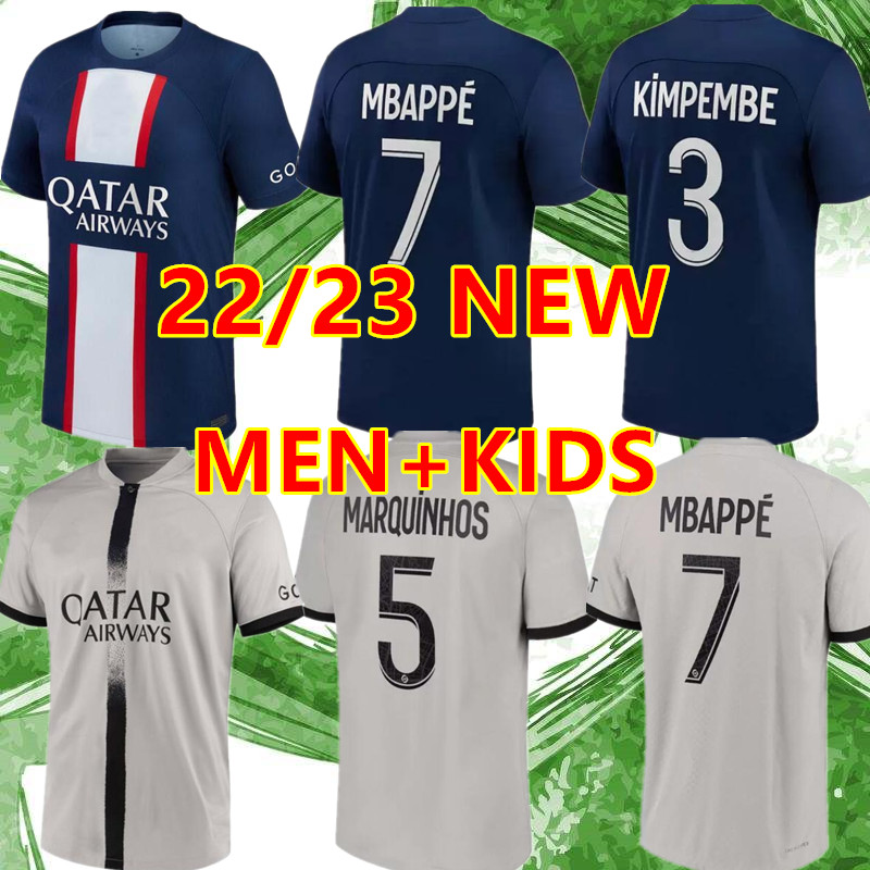 

22 23 MBAPPE HAKIMI PLAYER #30 soccer jersey SERGIO RAMOS Maillots de football 2022 2023 MARQUINHOS VERRATTI pSGS HAKIMI men kids kit shirt uniforms maillot foot third, 22-23 away