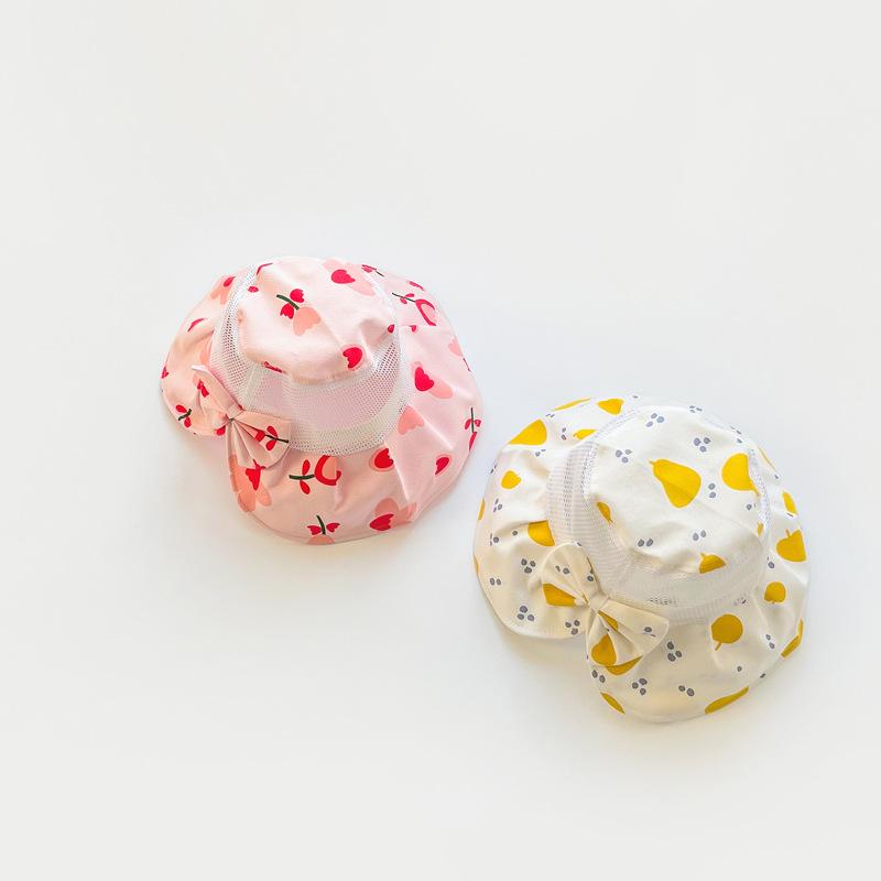 

Berets 2022 Korean Spring And Summer Big Brim NET Hat Princess Bow Fisherman Children Outdoor Beach Pure Cotton Sunshade, Picture color