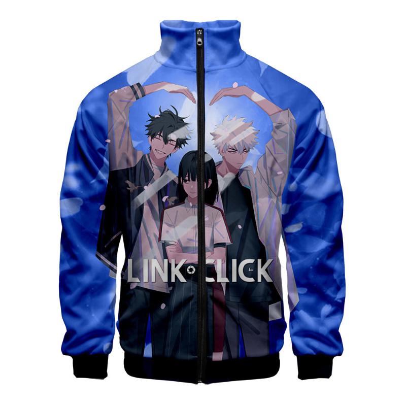 

Men's Hoodies & Sweatshirts Printing Link Click Anime Cosplay Casual Men Women Fashion Jackets Coats Hip Hop Funny Zip Cardigan Stand Collar