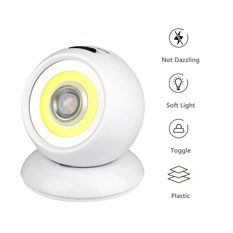 

Night Lights 3W COB Ball Intelligent Light Lamp Induction Mini LED Motion Sensor Nightlight Rechargeable/Battery Wall
