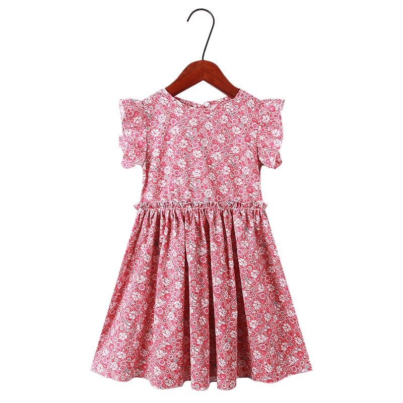 

Girl's Dresses Princess Dress Girls Cotton Flower Print For 2-12years Fashion Petal Sleeve Kids Sleeveless DressesGirl's, Tq beige red