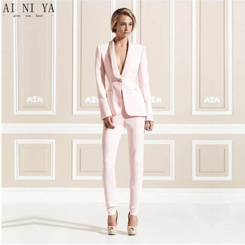 

Women's Pants Jacket+Pants Pink Women Business Suits Formal Office Uniform 2 Piece Sets Ladies Elegant Suits Female Trouser Suit Custom, Customize
