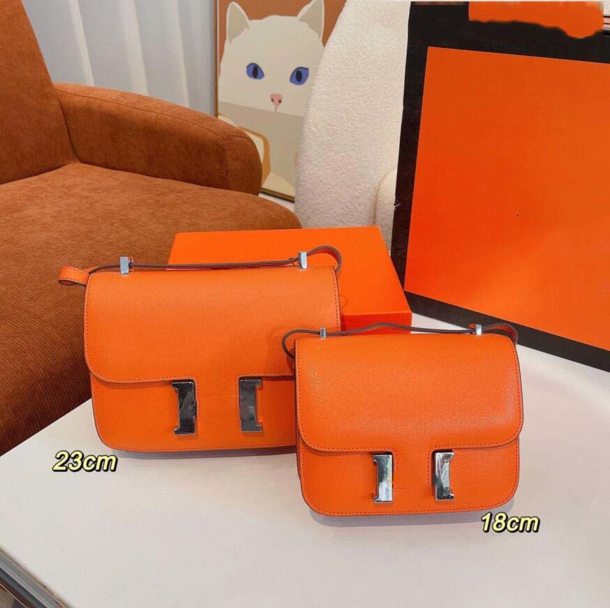 

Top quality leather one-shoulder stewardess bag Woman cross-body cosmetic bag Luxury designer card pocket Kangkang handbag silver label 19cm