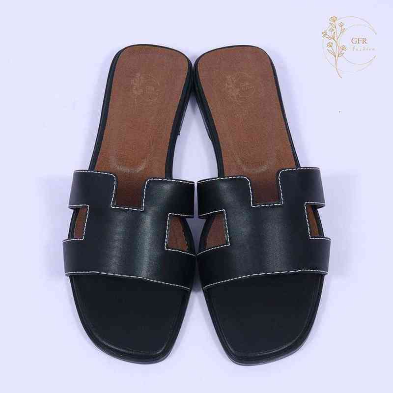 

Slippers Sandals Slides female summer fashion outside wear 2022 new style net red flat bottom tourism beach a word leather sandals, #1