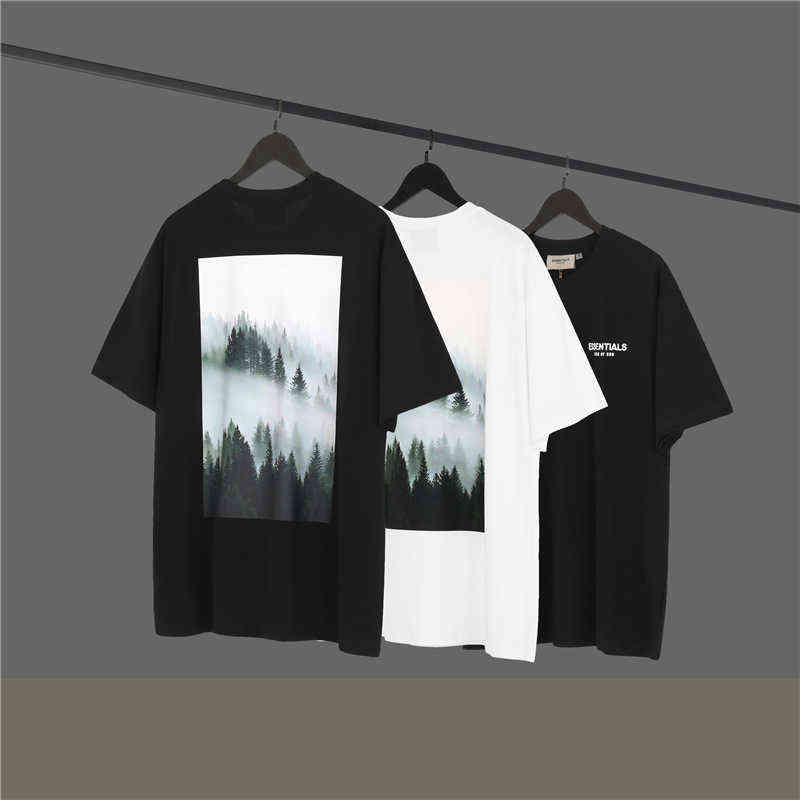 Fashion Essentials Designer Couples t shirts Fog Double Track Forest Cloud Sea Men's and Women's Lovers' Short Sleeve T-shirt Summ