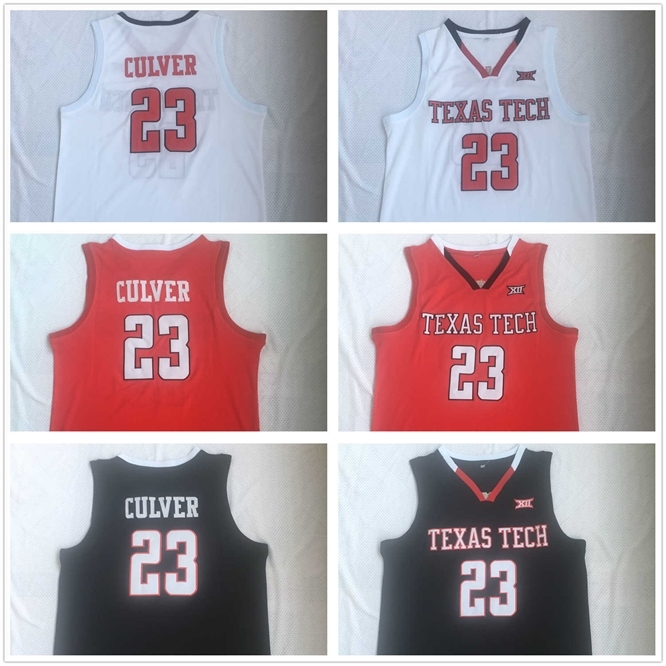 

Xflsp NCAA Texas Tech 23 Jarrett Culver College Basketball stitched mens Jersey white red black top quality