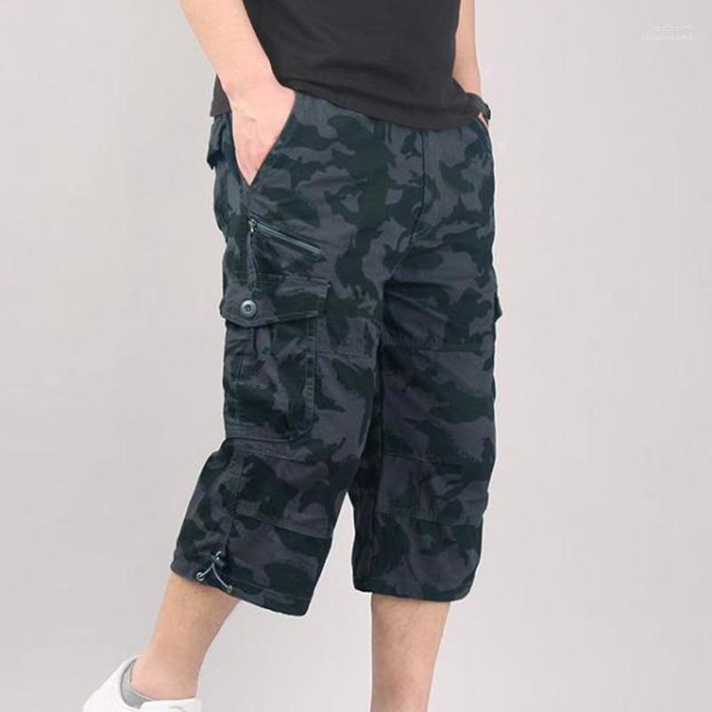 

Men's Pants Summer Men Polyester Cotton Multi-pocket Cargo Plus Size Drawstring Loose Calf-Length Fashion Sports Casual ClothingMen's Heat22, Khaki
