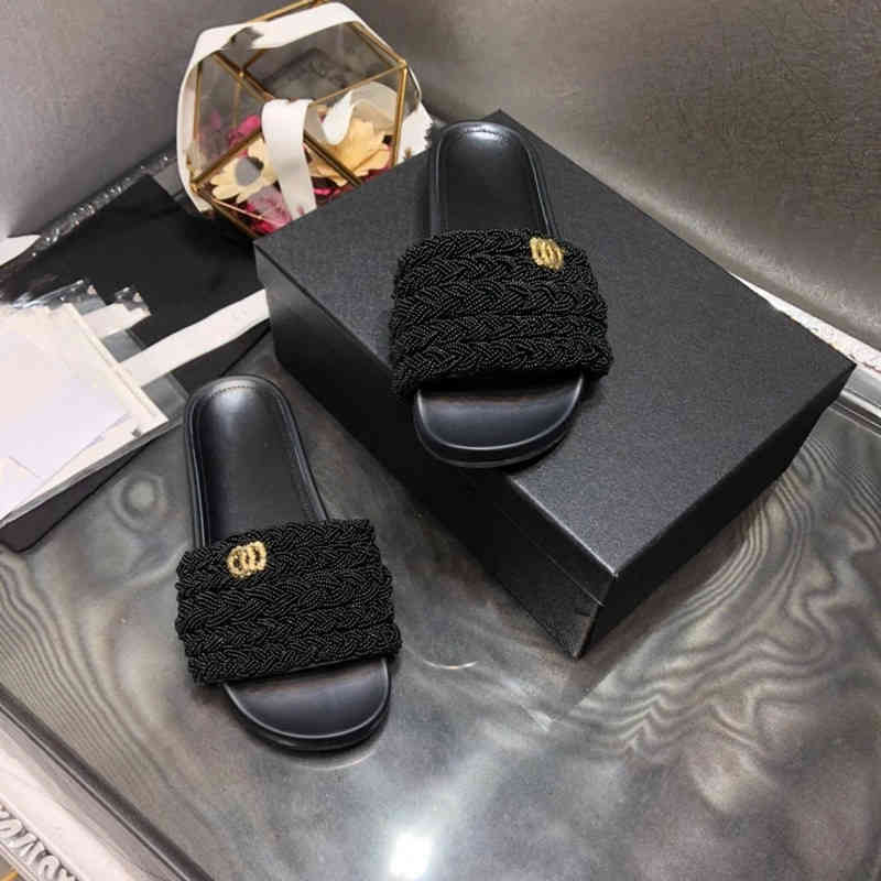 

26% OFF 2022 Hot Sandals Summer Girls Slippers Genuine Leather Open Toe Flat Shallow Outside Leisure Solid Black White Luxury Pearl Comfortable New Shoes