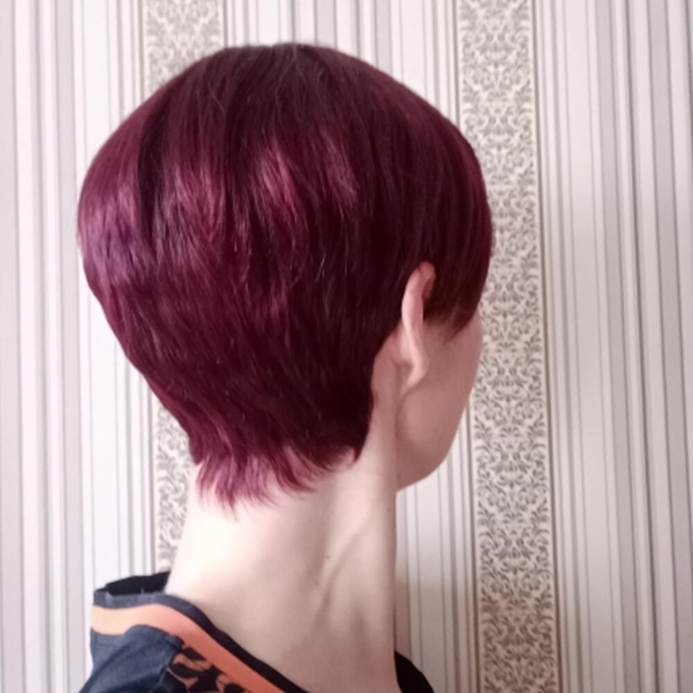 

Full Machine No Lace Wigs For Women Brazilian Straight Burgundy Wig Human Hair Pixie Cut Wig