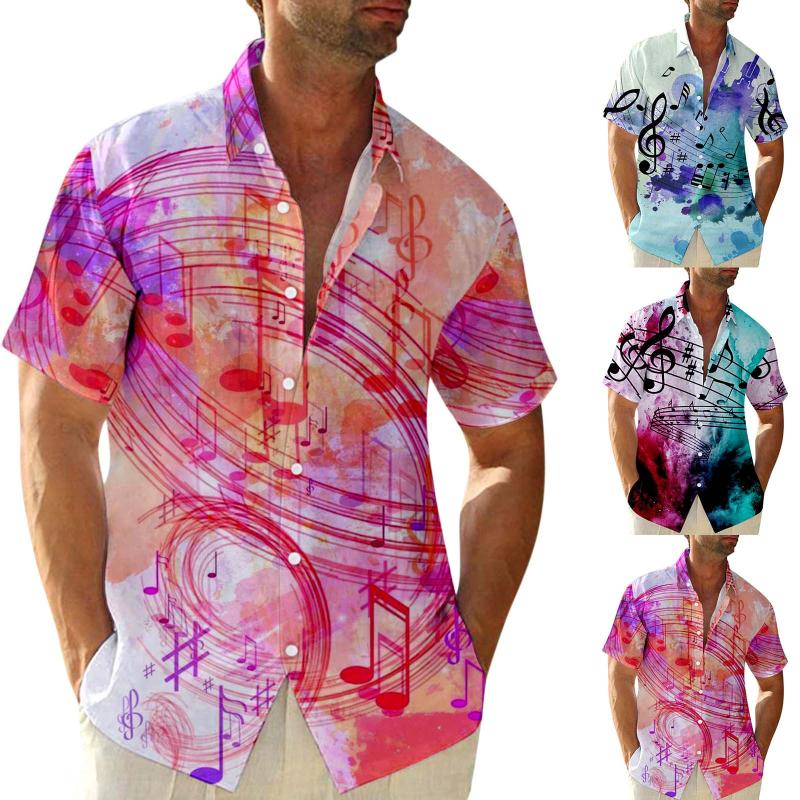 

Men's Casual Shirts Fashion Shirt Mens Large Long Sleeve Male Summer Music Print Toddler Apparel Boy Gold Workout Tops MenMen's, Pink