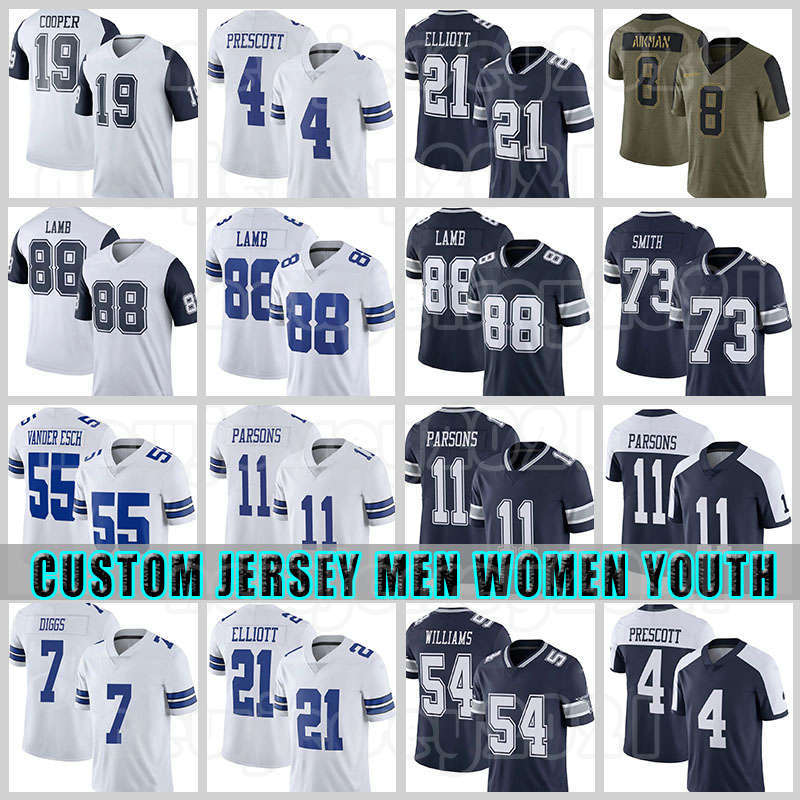 

88 CeeDee Lamb 11 Micah Parsons 4 Dak Prescott Football Jerseys Ezekiel Elliott Trevon Diggs Cowboyes DeMarcus Lawrence James Washington Tyler Smith Jalen Tolbert, Custom women+patch (niuzai)