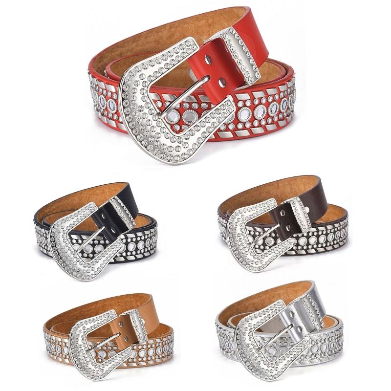 

Belts Western Cowgirl Cowboy Bling Rhinestones Belt Studded For Women MenBelts, White
