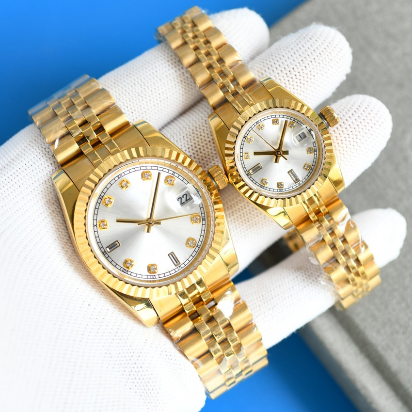 Male and female lovers watch white dial 36mm 28mmwaterproof luminous automatic movement-image-793648800