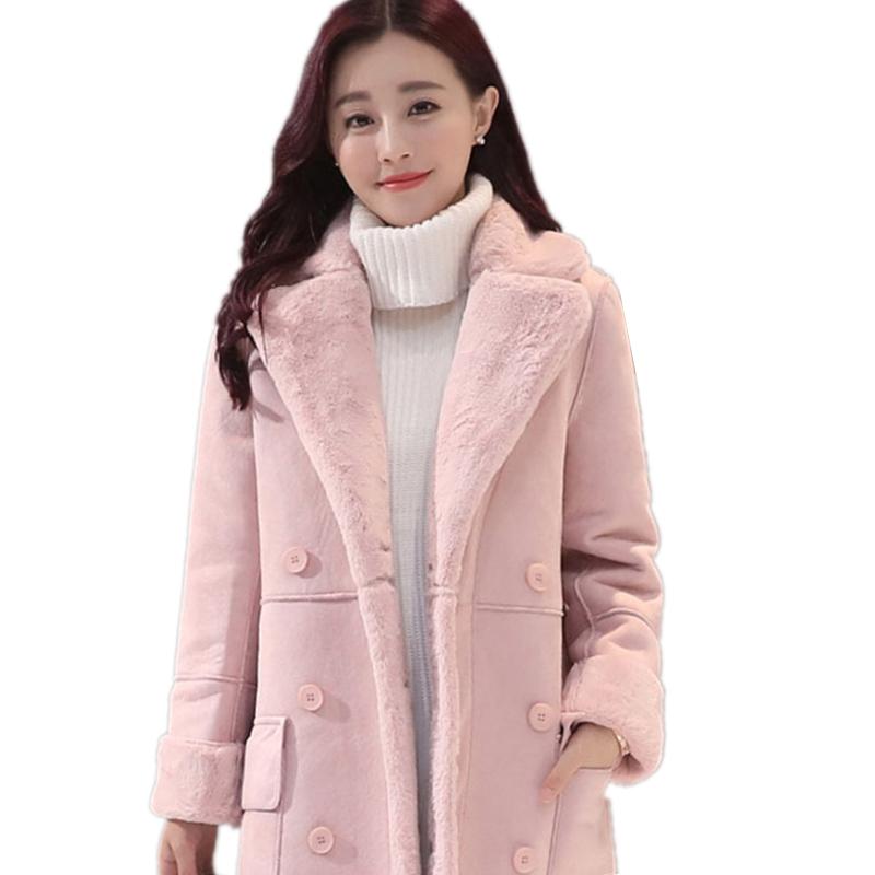 

Women's Leather & Faux Winter Women Lamb Fur Coat Thickened Suede In The Long Wool Warm Outer Layer Thickening Cold Resistane Outwear LXT 26, Gray
