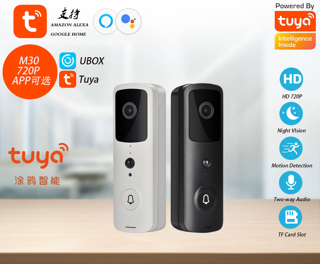 

Tuya M30 wireless doorbell door bell visual intelligent WIFI doorbell remote monitoring APP phone intercom doorbells