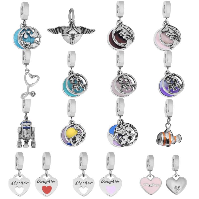 

Charms Stainless Steel Floral Pendant Grandma Family Charm Fit Original Bracelet DIY Necklace JewelryCharms