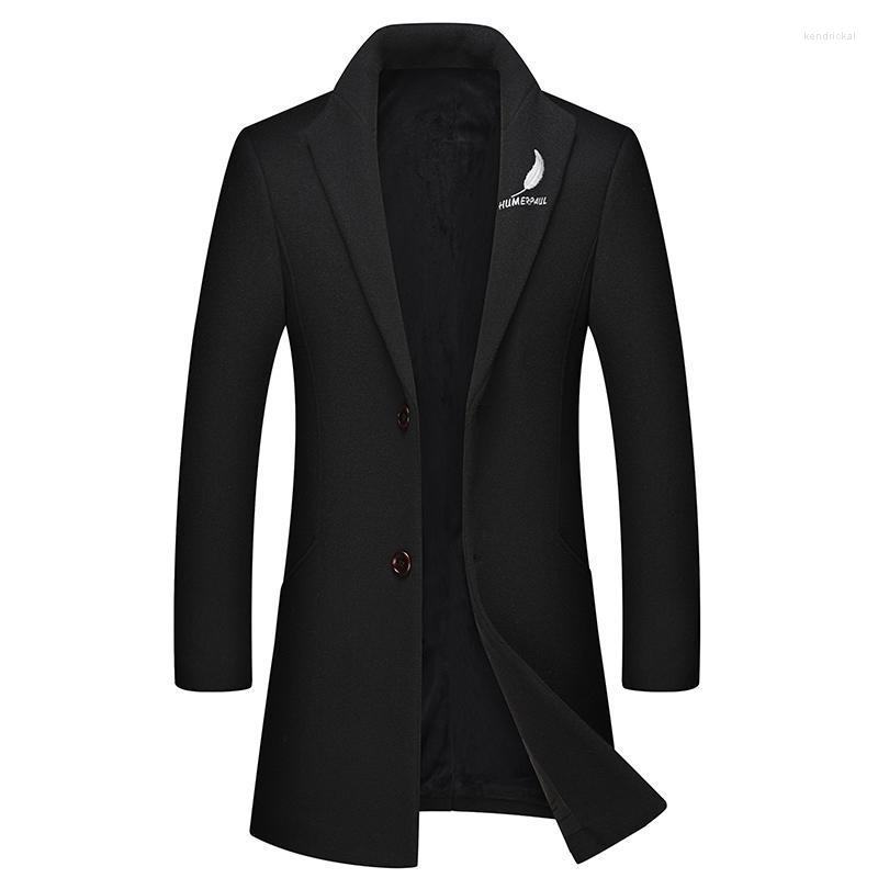 

Men's Wool & Blends Winter Lapel Woolen Coat Mid-length Thickening Business High-quality Male Windbreaker Jacket Men Clothing Kend22, Gray