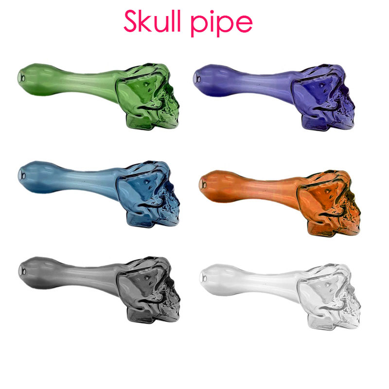 

Skull Glass Smoking Hand Spoon Pipe Multi-Colors Pyrex Oil Burner Pipes Tobacco Dry Herb For Silicone Bong Bubbler