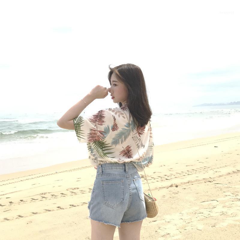 

Women's Blouses & Shirts Women Cool Fashion Casual Button Hawaiian Shirt Floral Print Short Sleeve Quick Dry Top Blouse Chiffon Beach Holida, Multi