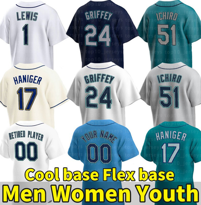 

Ken Griffey Jr. Baseball Jerseys Mitch Haniger Robbie Ray Suarez France Frazier Rodriguez Winker Custom Jersey men women youth, Women color 4