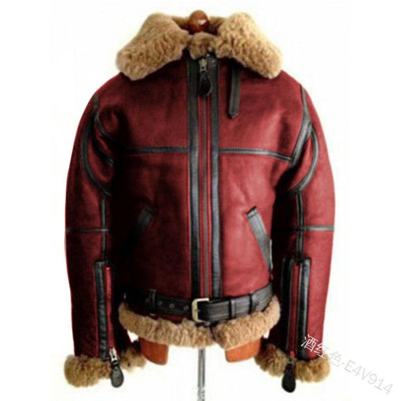 

Men' Jackets 5XL XXXXL Men' Winter Warm Leather Jacket Lapel Lamb Hair Frosted Velvet Coat Black Brown Wine REDMen