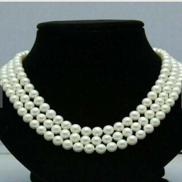 

3shares 8-9 mm akoya white pearl necklace 18"