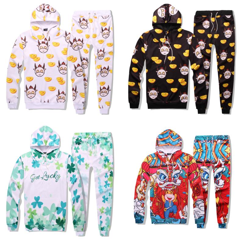 

Men's Tracksuits Chinese Style Ox Show Mens Womens Cow Ingots Get Lucky Lion Dance Printed Hooded Sweatshirts Sweatpants SetsMen's, 7029 sweatshirts
