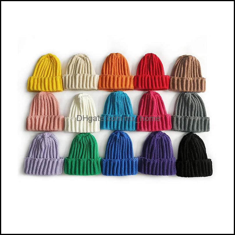 

Caps Hats M359 New Autumn Winter Baby Kids Knitted Hat Candy Color Skl Cap Boys Girls Warm Beanie Children Drop Delive Mxhome Dhaf6, Randomly sended color