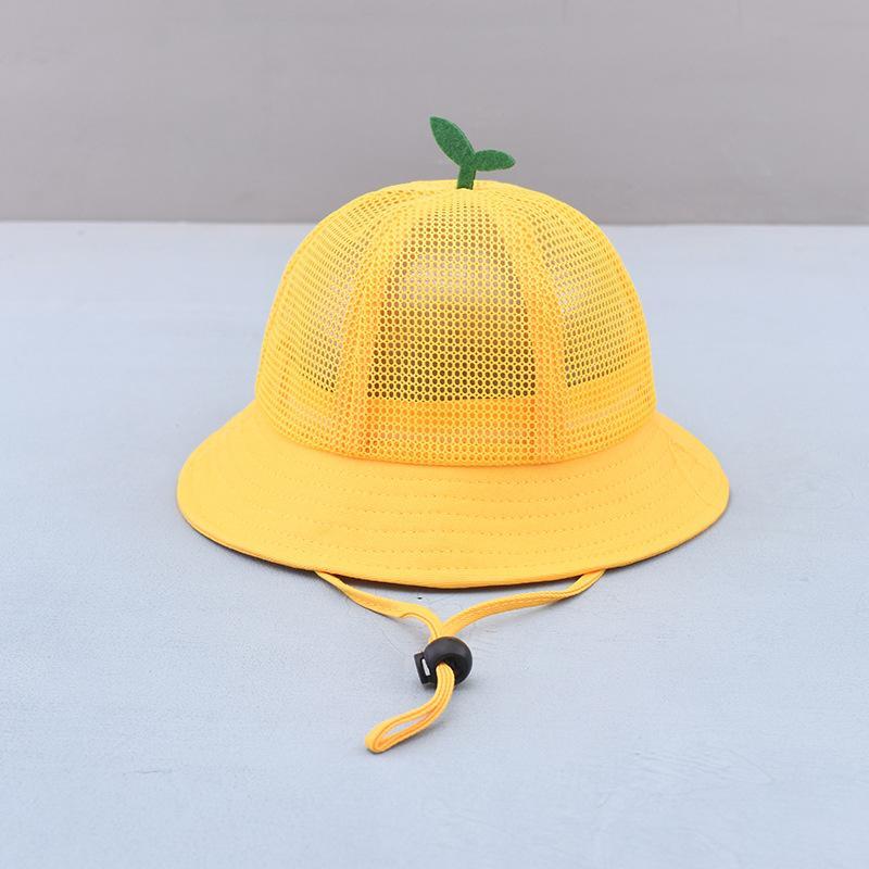 

Berets Cotton Solid Yellow Mesh Bucket Hat Fisherman Outdoor Travel Sun Cap Hats For Child Boy And Girl 86
