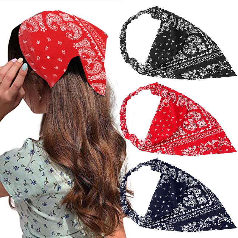 

Bandanas 1PC Retro French Bohemia Style Elastic Hair Band Triangle Scarf Headband Floral Print Cycling Bandana Sports Hiking Head Wrap