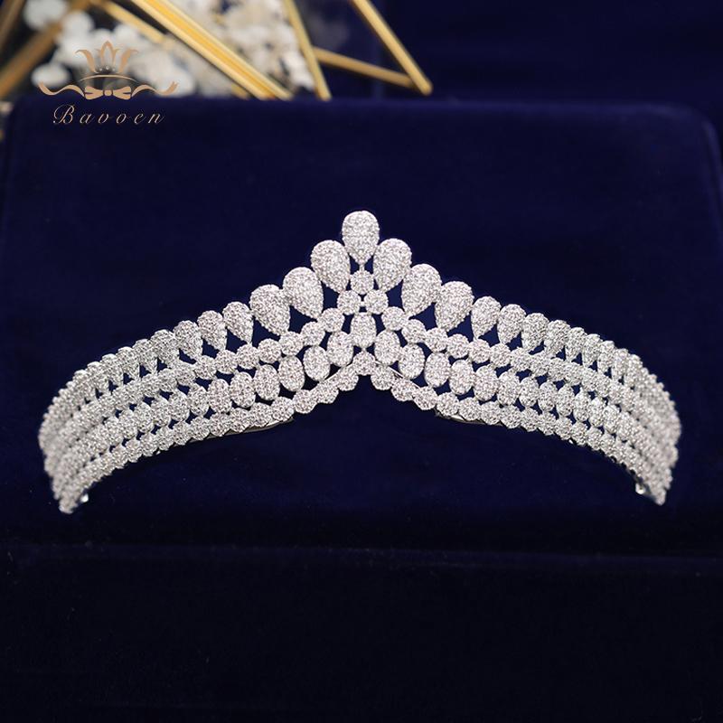 

Hair Clips & Barrettes Brides Simple Full Zircon Tiaras Crowns Sparking Bridal Hairbands Plated Crystal Wedding AccessoriesHair