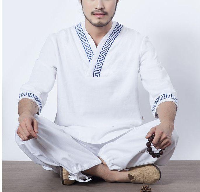 

Men's Tracksuits High Quality Male Cotton&linen Yoga Suit Uniforms Lay Meditation Clothing Taiji Tai Chi Exercise Outdoor Sports Sui, As pic