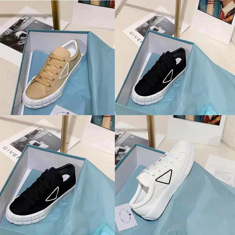 

Ladies casual shoes travel fashion white black triangle pra lace-up sneakers 100% leather cloth gym flat shoes designer platform da walking, Brown