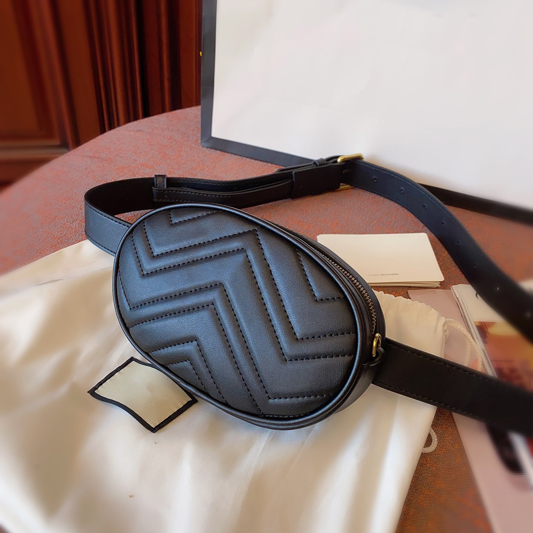 

Black PU Leather Belt Bag Woman Men Fanny Packs Classic Chain Women Waist Bags Luxury Designer Chest bag With box 4 colors bum pocket 01001