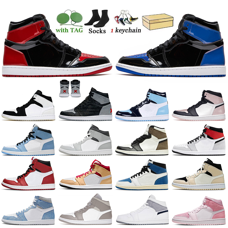 

2022 With Box Jumpman 1 1s Basketball Shoes Rebellionaire Banned OG Patent Bred Royal Beige Red University Blue Paris Shadow Linen Mens Trainers Women Pink Sneakers, E7 mid barely rose 36-40