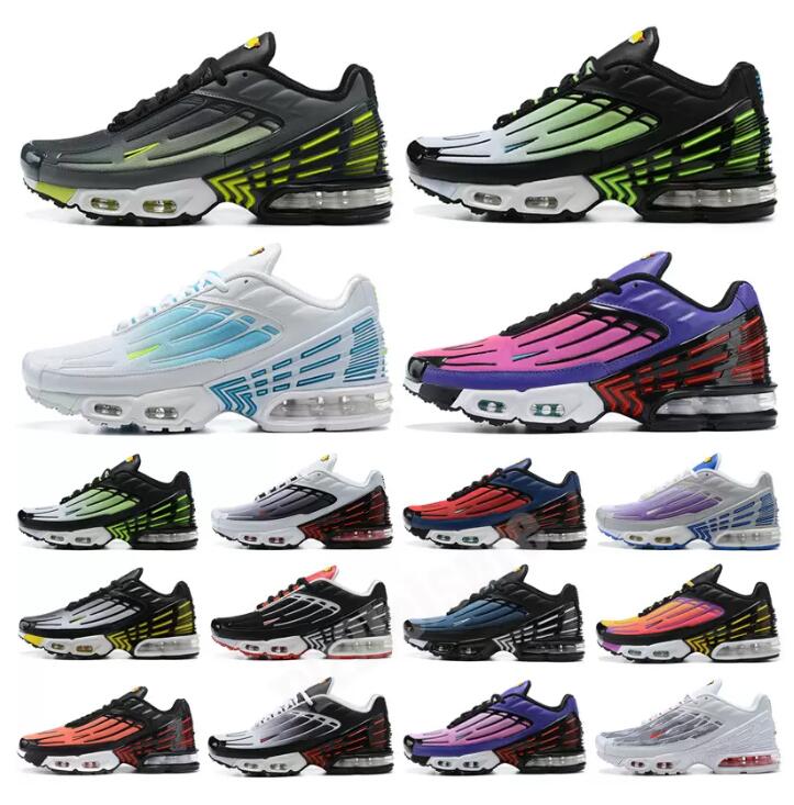 2023 Top Quality Tuned III Plus 3 TN Running Sports Chaussures Taille 12 Mens Triple White Obsidian Green Aqua cramois