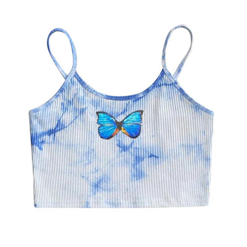 

Women' Tanks & Camis Halter Crop Top Women Summer Knit Sleeveless Sexy Casual Tie Dye Wild Base Tank Tube Short Vest T-Shirt Ins Streetwear
