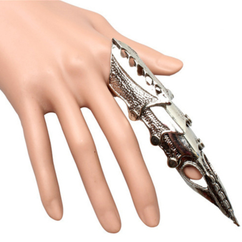 

NEW Trendy Cool Men Boys Punk Gothic Rock Scroll Joint Armor Knuckle Metal Full Finger Rings Gold Cospaly DIY Rings