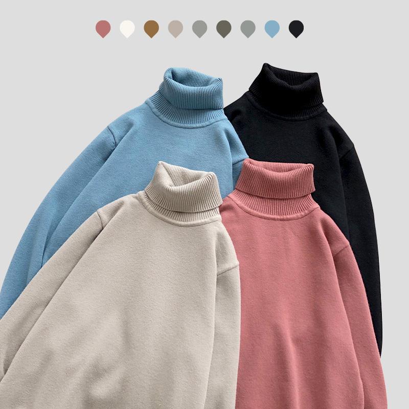 

Men's Sweaters Winter Warm Men's Turtleneck Solid Color Korean Man Casual Knitter Pullovers Harajuku Male SweatersMen's, Red