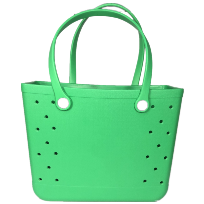 

Evening Bags 2022 Summer Wholesale Beach Basket Printing Hole Big Storage Silicone EVA Handbag Female Box Bag, Green