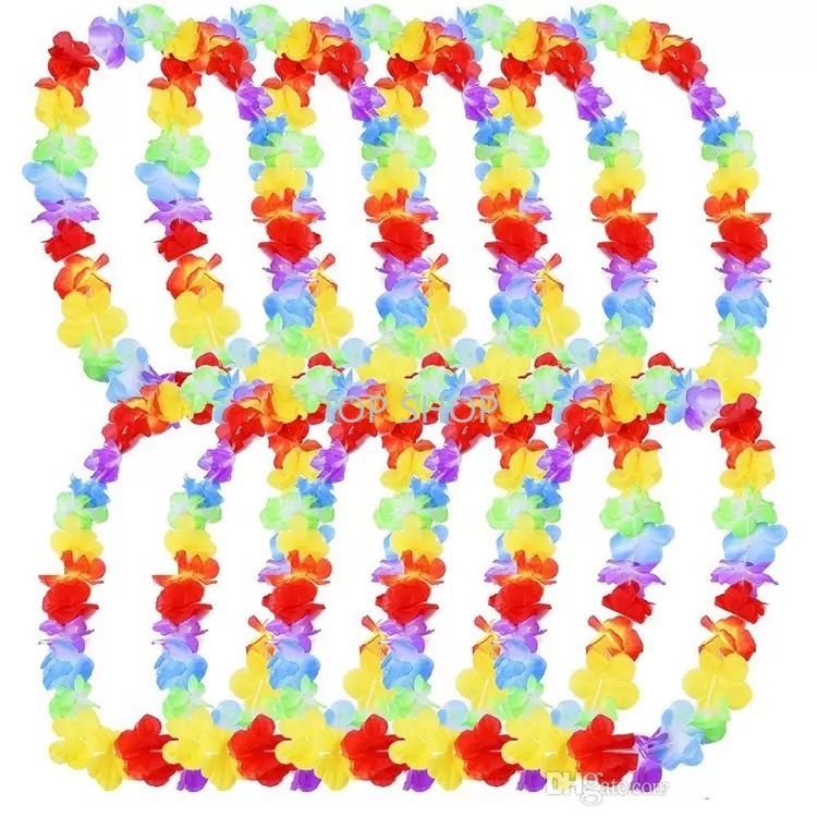 

DHL Shipping Hawaiian leis Party Supplies Garland Necklace Colorful Fancy Dress Party Hawaii Beach Fun AA, As picture