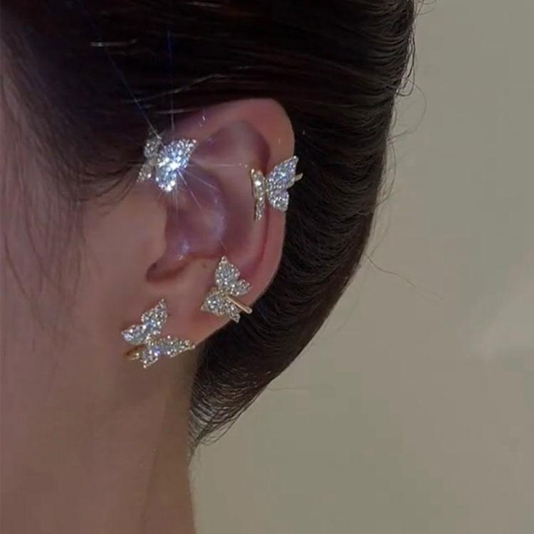 

Belts Selling Butterfly Clip On Earrings Tiktok Party Shiny Fairy Full Diamond Ear Cuffs For Women GirlsBelts, Black