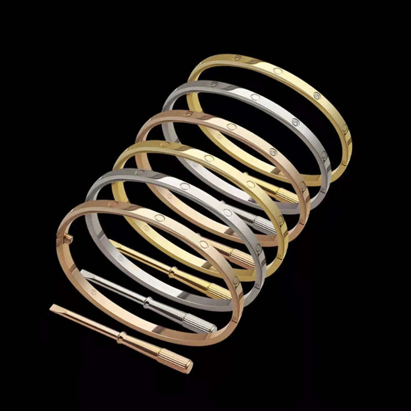 Brand Classic 4mm Wide Designer Bracelet for Women Fashion Couple Cuff Bracelet Wedding Jewelry High Quality 316L Titanium Steel 18K Gold Bracele-image-768218697