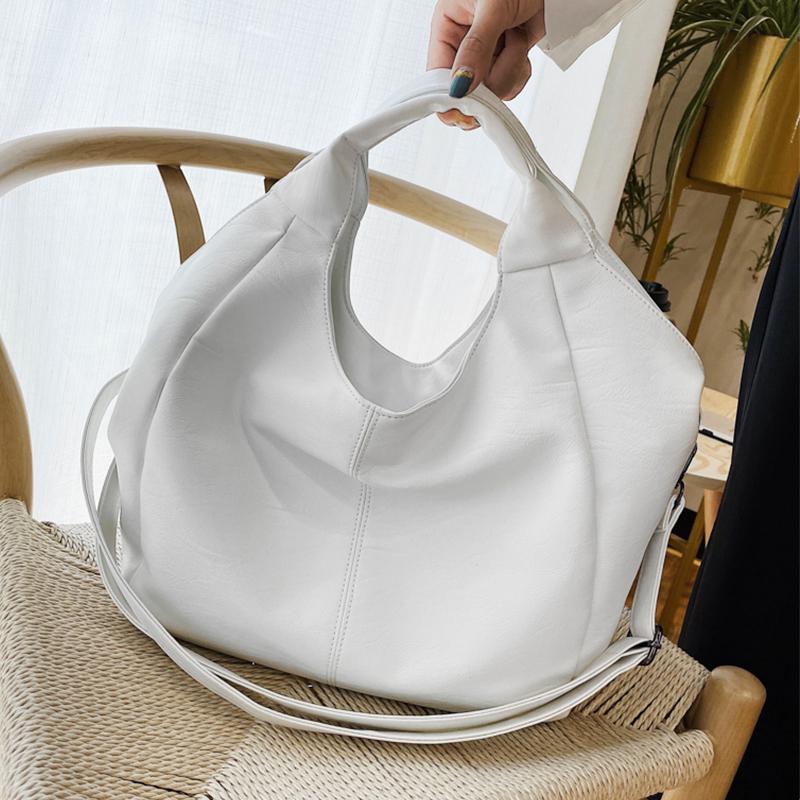 

Evening Bags Women Leather Tote Hobo Bag Large Shopper Handbags For 2022 Big Shoulder Female Solid Color Simple Crossbody BagsEvening, Black