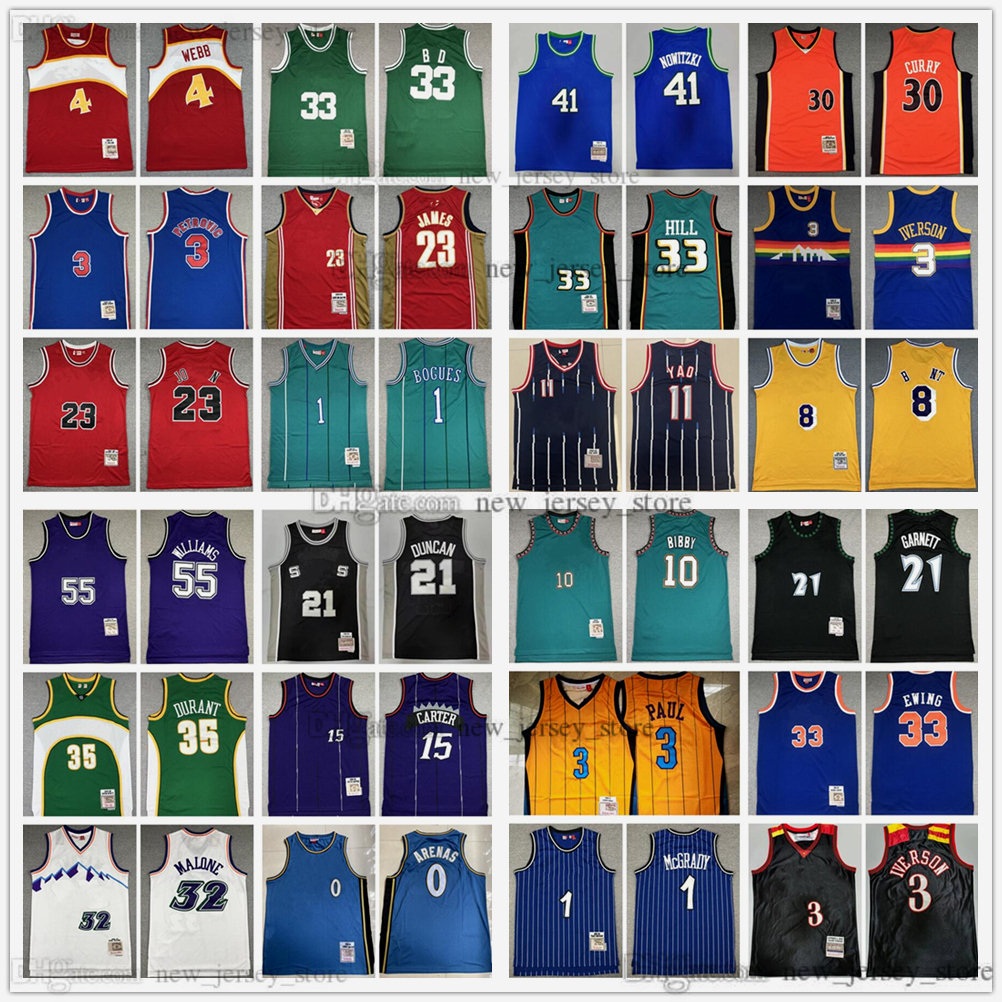 

Mitchell and Ness Retro Basketball Jerseys Ray Alonzo Allen Mourning Iverson Dwyane Mike Wade Bibby Dennis James Rodman Hakeem Stephen Olajuwon Curry Garnett Paul, Select number of picture